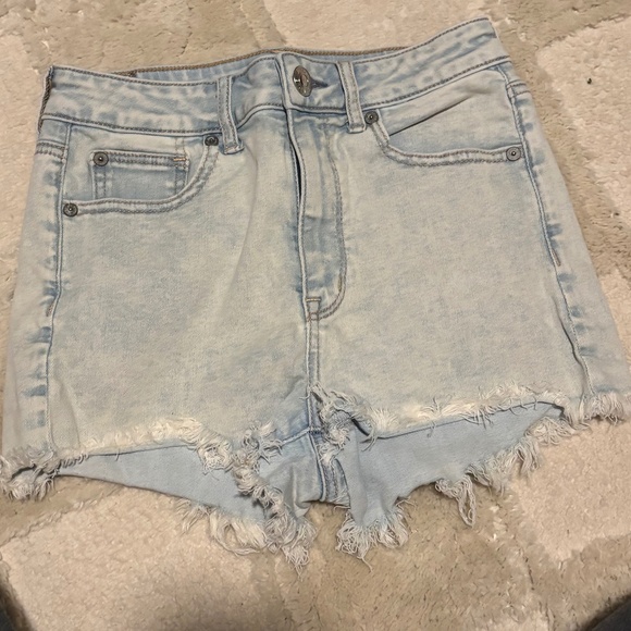 Light Wash Denim High Waisted Shorts - Picture 1 of 3